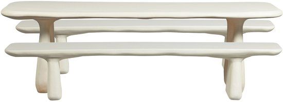 WOOOD Loggia Tafel met Banken Tuin - Polymeer - Naturel - 75x240x100