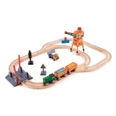 Hape Spoorwegovergang & Kranenset - Hout - Multicolor