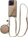 AVY Leren Hoesje geschikt voor Apple iPhone 15 Pro Max | Met Koord, Wallet en Pouch | Compatibel met MagSafe | Beige