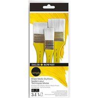 Daler-Rowney Simply Multi-Tech-kwast, assortiment van kunsthaar, korte handgreep, verschillende maten, assortiment met 3 penselen