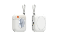 NONE G-Tab FLEX10 Witte Powerbank 10000mAh 22,5 W snelladen, geïntegreerde USB-C & Lightning-kabel, compact zakformaat 72x72mm, compatibel met iPhone & Android, kortsluiting- en overlaadbeveiliging