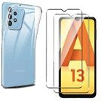 Phonillico® Case voor Samsung Galaxy A13 4G en 2 gehard glas screenprotector