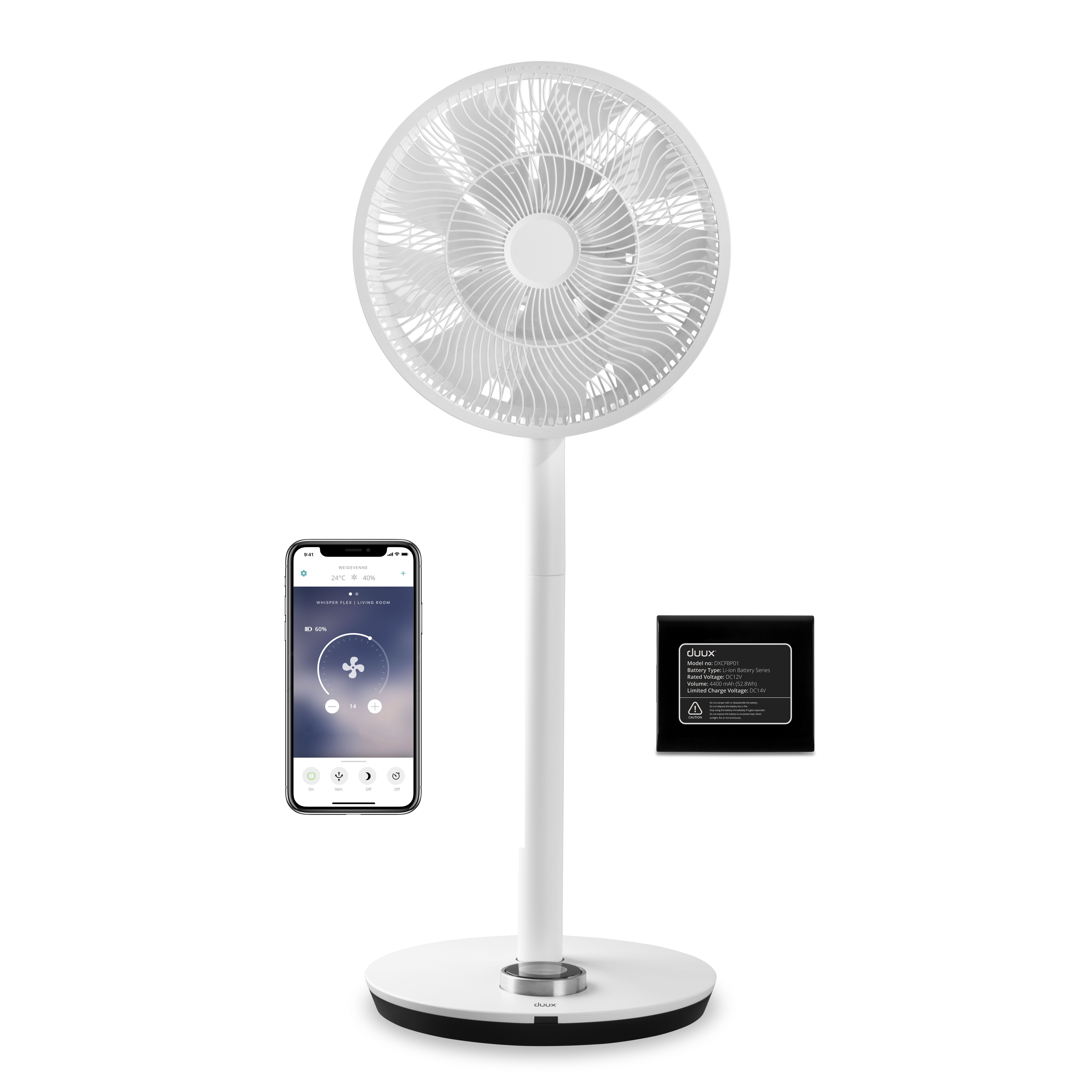 Duux Whisper Flex Smart Statiefventilator - Wit