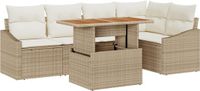 vidaXL Tuin Eettafel Set met kussen 6 pcs Beige en Crème
