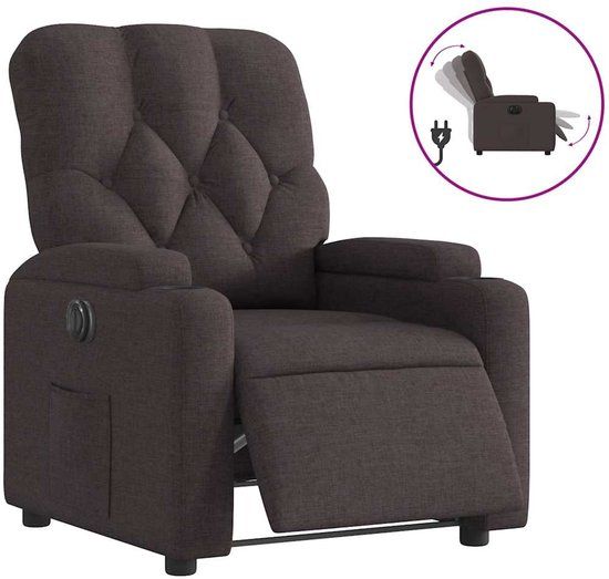 vidaXL Fauteuil verstelbaar elektrisch stof donkerbruin