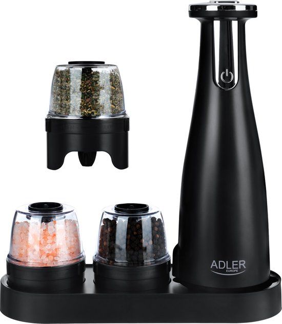 Adler AD 4449b Elektrische Zout- en Pepermolen Set - 3 molens - USB - 2 jaar garantie