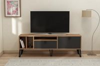Hanah Home Stijlvolle tv-standaard, Atlantic Pine & Black, 150 cm x 53 cm x 35 cm