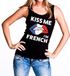 Bellatio Decorations Kiss me I am French tanktop / mouwloos shirt zwart dames - feest shirts dames - Frankrijk kleding S