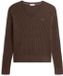 Tommy Hilfiger Pull en maille pour femme Coton XL Marron chocolat