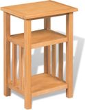 vidaXL Bijzettafel met tijdschrifthouder 27x35x55 cm massief eikenhout