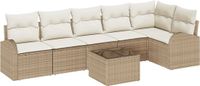 vidaXL Tuinbank Set Beige en Wit Polyrattan
