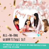 Balloono Verjaardagsballonnenpakket met hartjes en spandoek, set van 70 stuks, Goudroze
