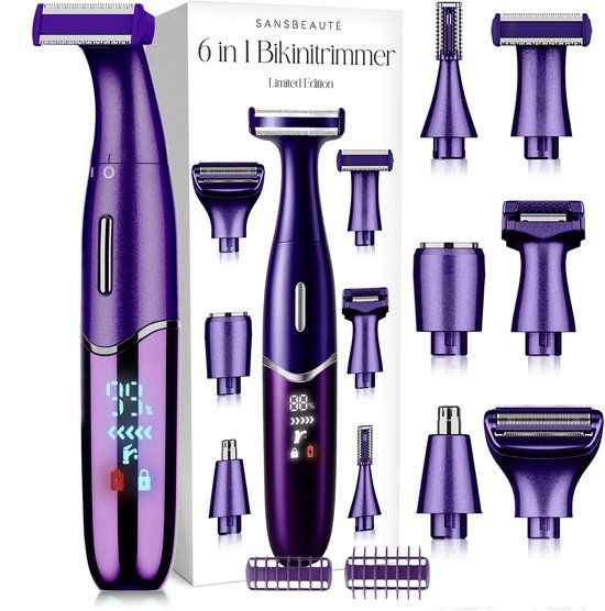 Sansbeauté® 6-in-1 Bikinitrimmer - Gezicht - Oksels - Benen - Bikinilijn - Wenkbrauw Trimmer - Gezichtsontharing Dames - Intieme Zone - Ladyshaves Bikini - Ontharingsapparaat Electrisch