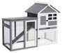 Maison pour lapins / Petite maison pour poules - 2 étages - Toit résistant aux intempéries - Bacs amovibles et étanches - Rampe antidérapante - 4 portes - Gris