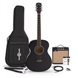 Gear4music Elektro-akoestische Studiegitaar (LH) + 15 W Versterkerpakket, Zwart