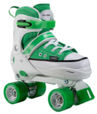 Hudora Rolschaatsen, sneakers voor kinderen en jongeren - verstelbare rolschaatsen - comfortabele quad skates, disco roller - gras, maat 32-35