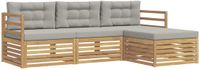 vidaXL - Bank loungeset - 4 zitplekken - Wit en lichtgrijs - Polyester