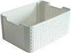 Curver Style Rotan Effect Keuken, Woonkamer, Badkamer, Slaapkamer, Utility Kleine Rechthoekige Opbergmand 6 Liter - Wit