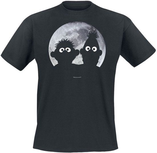Sesame Street Ernie und Bert - Moonlight Heren T-shirt - Zwart - 5XL