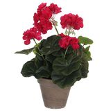 Mica Decorations Kunstplant - geranium - rood - in pot - 34 cm