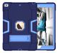 iPad Mini6 -generatie hoes met kickstand, duurzame zware stootafdichting shockdokthybride drielaagse beschermhoes iPad tablet siliconen hoes (marineblauw+blauw