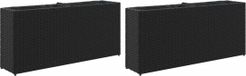 vidaXL Plantenbakken met 2 potten 2 st 90x20x40 cm poly rattan zwart
