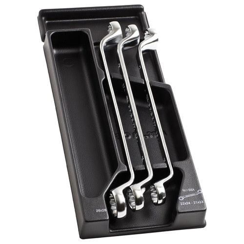 Module of recessed ring wrenches in metric and inch sizes in plastic inlay - MOD.55-2