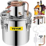 VEVOR Moonshine Still 9.6Gal 38L Roestvrij Staal Water Alcohol Distilleerder Koperen Buis Thuis Brouwen Kit Ingebouwde Thermometer voor DIY Whisky Wijn Brandy