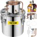 VEVOR Moonshine Still 9.6Gal 38L Roestvrij Staal Water Alcohol Distilleerder Koperen Buis Thuis Brouwen Kit Ingebouwde Thermometer voor DIY Whisky Wijn Brandy