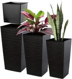 KADAX Bloempotset, bloempot van kunststof, plantenbak, weerbestendige bloempot, voor binnen en buiten, weerbestendige bloempot (zwart, set van 3 stuks, maat XL)