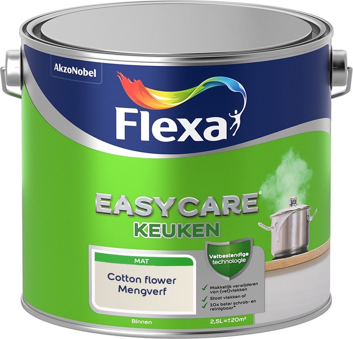 FLEXA Easycare Muurverf - Keuken - Mat - Cotton flower - 2,5 liter
