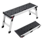 VEVOR Opvouwbaar werkplatform van aluminium, 910 x 310 x 420 mm, draagvermogen 226,8 kg, draagbare opstapbank met gestructureerd oppervlak en gaten voor gereedschap voor schilderen, doe-het-zelvers