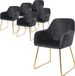 ML-Design eetkamerstoelen set van 6, fluwelen zitting, grijs, woonkamerstoel met rugleuning en armleuningen, keukenstoel met gouden poten, gestoffeerde stoel met metalen frame, ergonomische armstoel