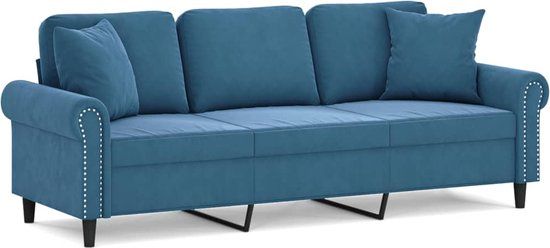 vidaXL Driezitsbank 180 cm fluweel blauw