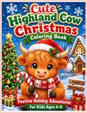 Cute Highland Cow Christmas Coloring Book