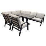 AVH-Collectie Barolo Barolo hoek dining loungeset 6 delig aluminium verstelbare tafel antraciet