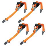 PETEX 4 x automatische ratelspanband, zelfoprollend, 1-delig, 5 m x 35 mm, 1.000/2.000 daN, oranje, dubbele veiligheidshaak