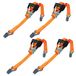 PETEX 4 x automatische ratelspanband, zelfoprollend, 1-delig, 5 m x 35 mm, 1.000/2.000 daN, oranje, dubbele veiligheidshaak