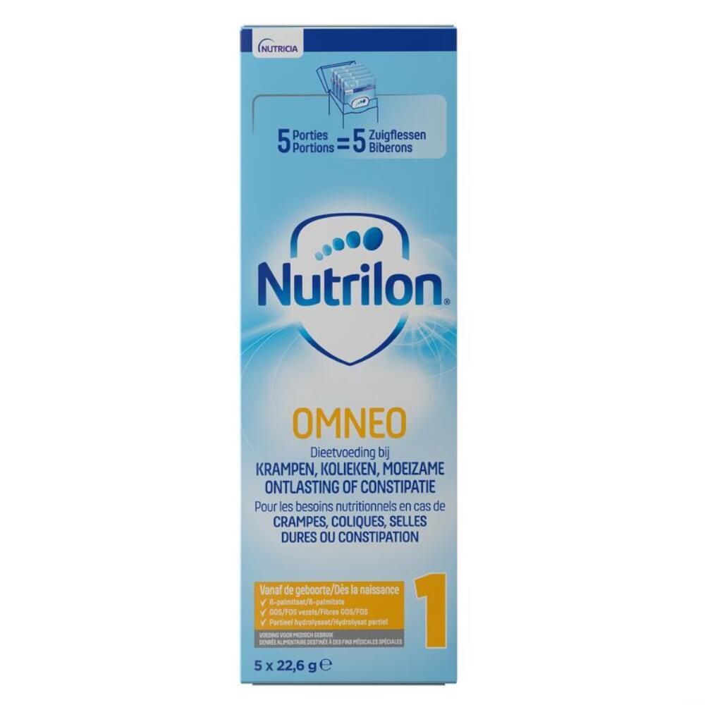 Nutrilon® Nutrilon Omneo 1 Krampen, kolieken, moeizame ontlasting en constipatie baby 0-6 maanden Zakjes 5x23g 5x23 g
