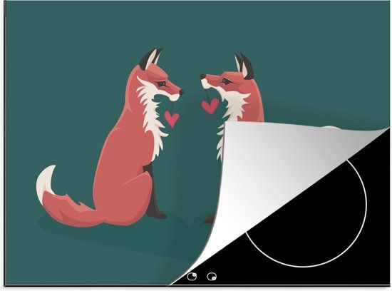 KitchenYeah® Inductie beschermer 71x52 cm - Vos - Groen - Inductiebeschermer voor Inductie Kookplaat