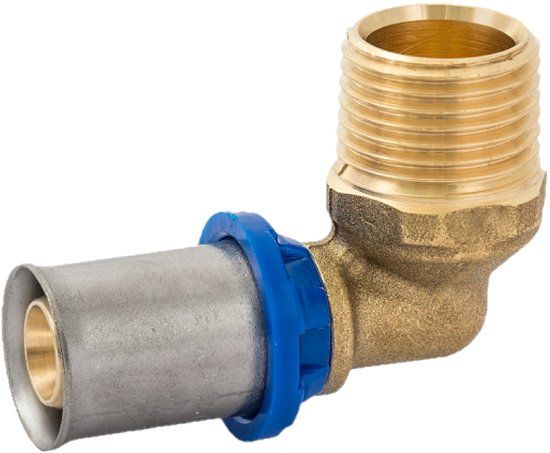 KIRCHHOFF MS knie 90°, blanco, 16 mm x 1/2"BU, persfitting voor meerlagen buis