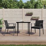 vidaXL Ensemble de jardin 3 pièces avec coussins, polyrotin et acier