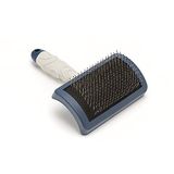 Mikki Verzorgingsborstel voor honden en puppy's - Gebogen hoofd - Verzorgingsgereedschap voor cacapoos, labradoodles, cavapoos en gouden doodles - Blauw en grijs - Maat XS