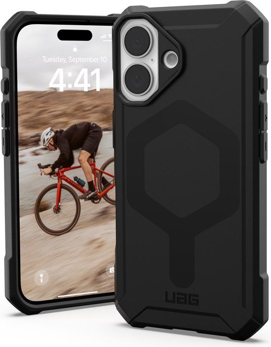 Urban Armor Gear UAG Essential Armor Hoesje Geschikt voor Apple iPhone 16 | Compatibel met MagSafe | Back Cover | Zwart