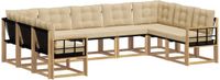 vidaXL - Hoek loungeset - 9 zitplekken - Wit en Beige - Acacia Hout