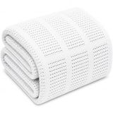 Witte cellulaire deken eenpersoonsbed | Volwassen mobiele deken katoen | Grote bedsprei omkeerbaar lichtgewicht |Thermische zachte traditionele cellulaire deken (180 x 230 cm)