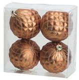 Billiet - Vanlaere 4x Luxe koperen kunststof kerstballen 8 cm