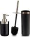 Berilo Set accessoires salle de bain 2 pièces plastique noir - Brosse WC avec distributeur de savon de 350 ml