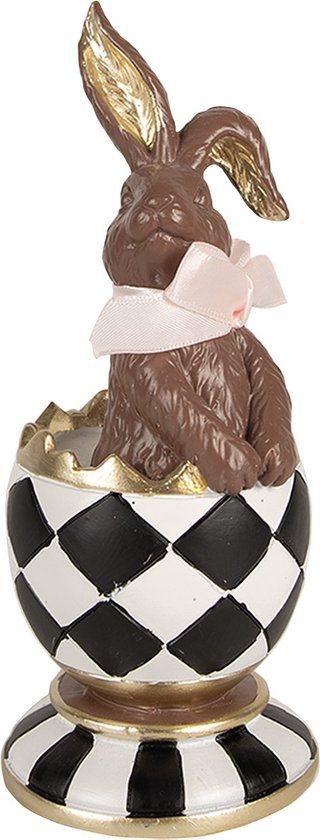 Clayre & Eef Decoratie Beeld Konijn 19 cm Bruin Polyresin Paasdecoratie