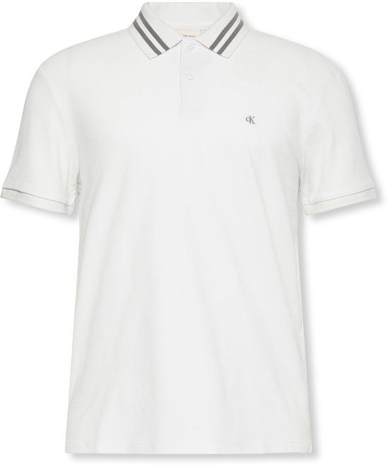 Calvin Klein Jeans Ss Monogram Pique Tipped Polo Wit XL